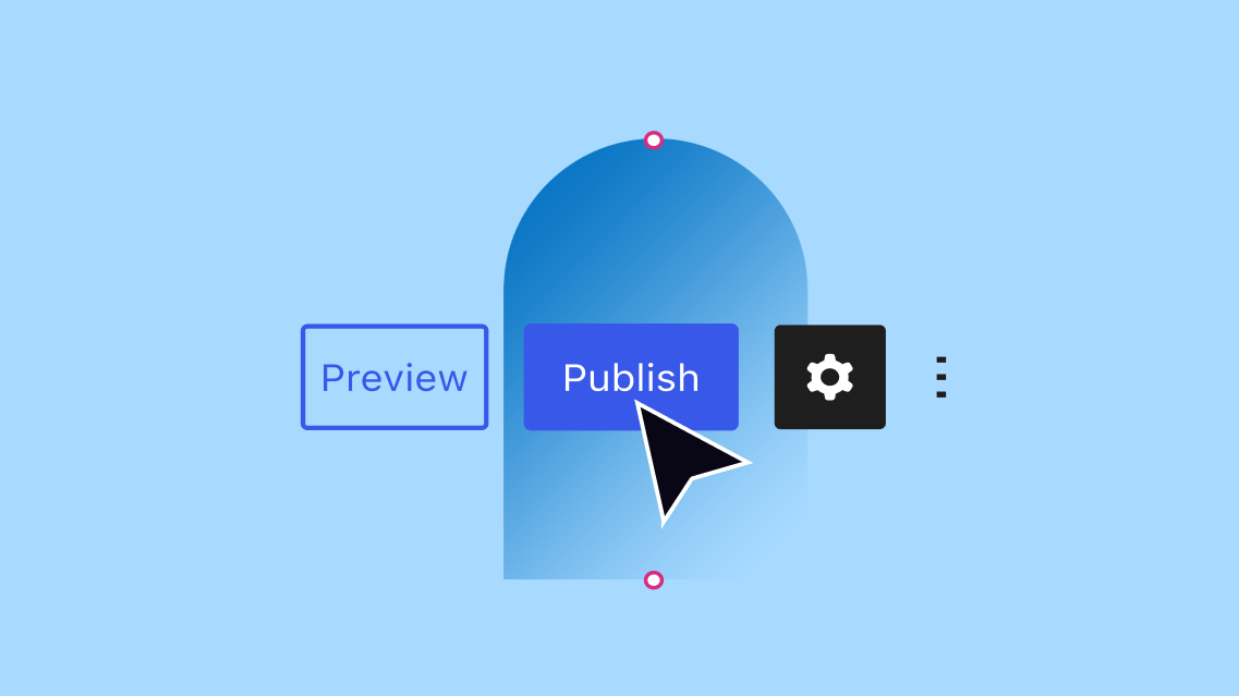 WordPress düzenleyiciden bir düğme satırı, imleç 'Yayınla' düğmesinin üzerinde duruyor